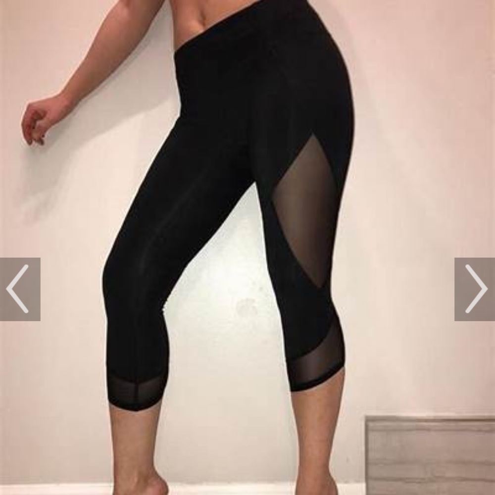 Athleta black mesh tights